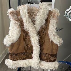 Free people Women's Tan and Brown Shearling Vest NWOT flash sale ❤️❤️❤️❤️